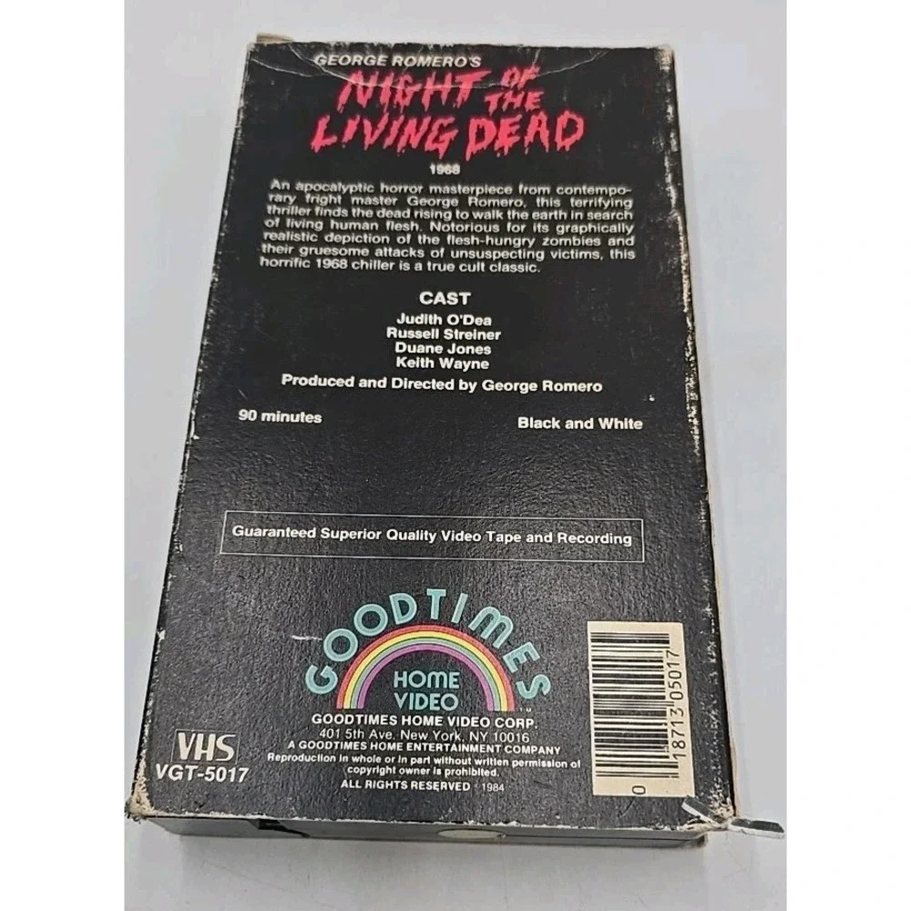 Night of the Living‎ Dead (VHS, 1968) Rare 1984 Video Release Horror